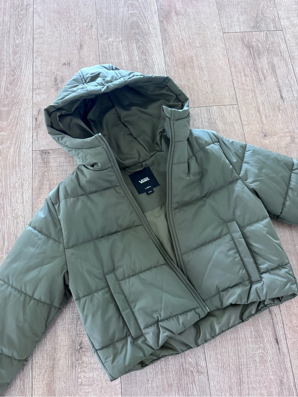 Vans Olive Green Hooded Puffer Jacket
